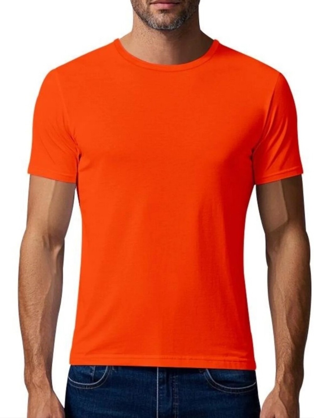 Men's Crew Neck T-Shirt - Bright Orange